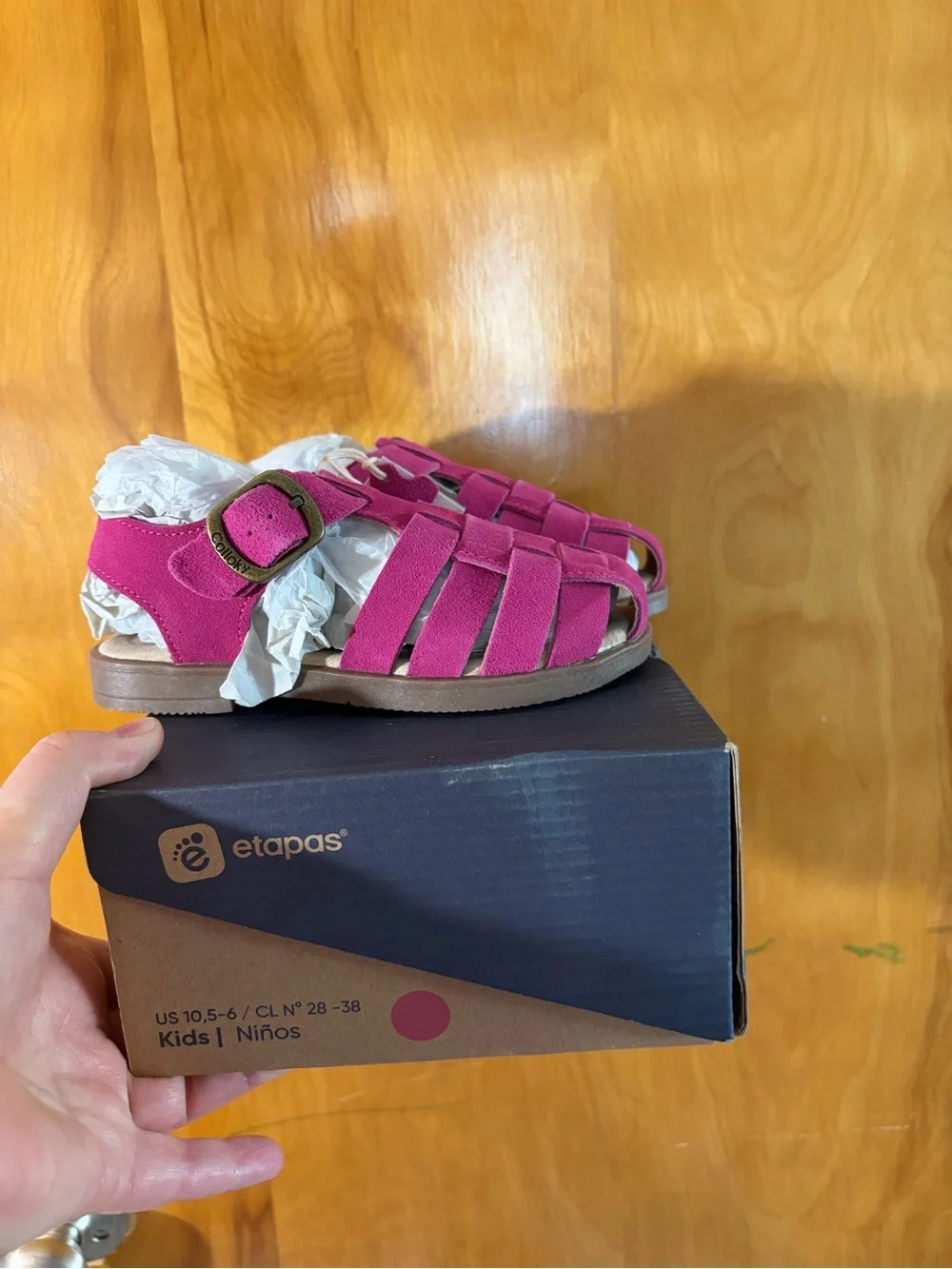 Kids Suede Fisherman Sandals in Bright Pink - Picture 2 of 7